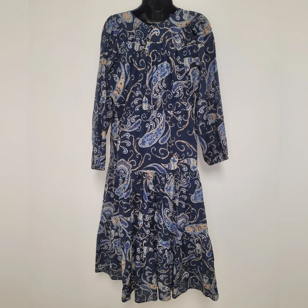 NWT Myra Bag 100% Cotton Donna Paisley Glory Dress Tiered Maxi Dress sz L